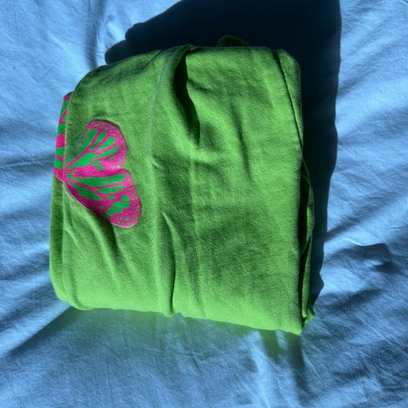 Frankies Bikinis Aiden Neon Green Butterfly Print Sweatpants M - Picture 4 of 5